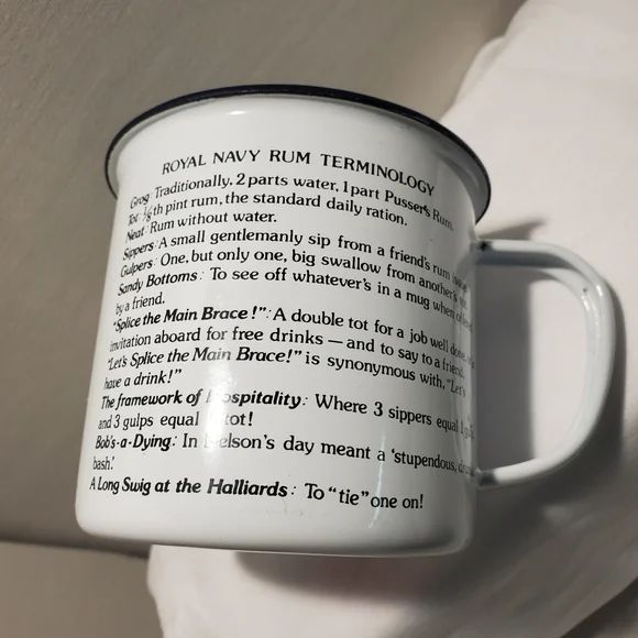 Pusser's Rum British Navy Promotional Enameled Mug Good to The Last Drop Flags - Picture 3 of 5